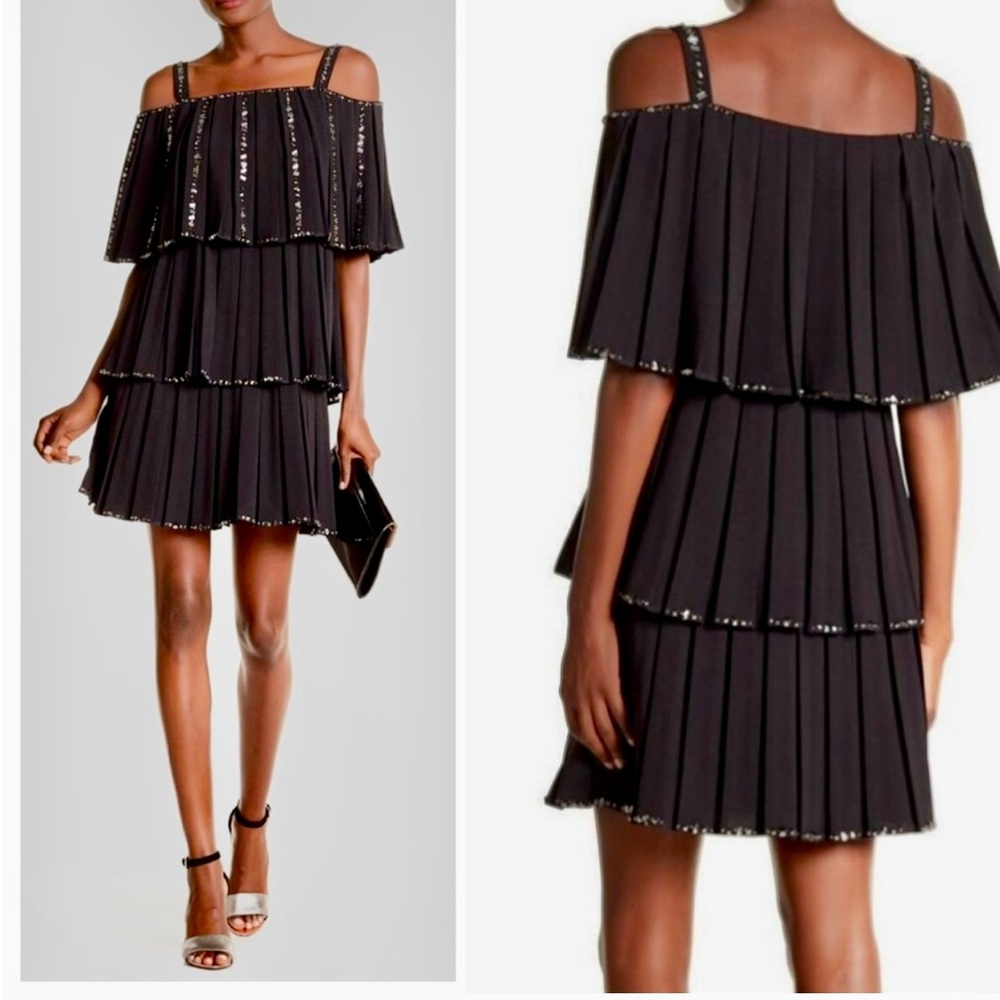 New Ted Baker Embellished Pleated Tiered Dress - Picture 2 of 15